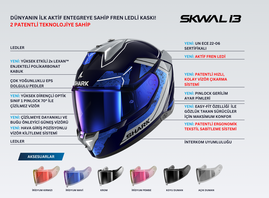 SHARK SKWAL İ3 HELLCAT KAPALI KASK MAVİ SİYAH | KASKLAR